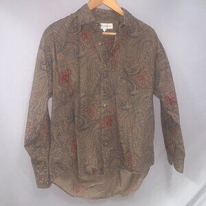 Vintage Western Paisley Cowboy Farm Ranch Southwestern Cottage Wyoming Red Sz M